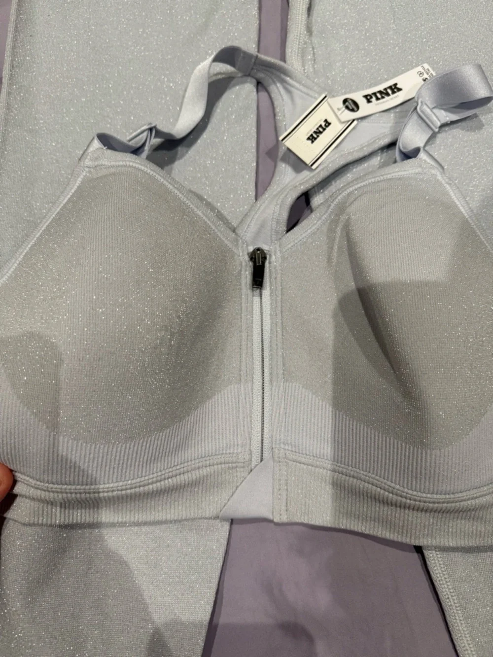 PINK Victoria's Secret Shimmery Light Gray spot wear set M - Picture 6 of 16